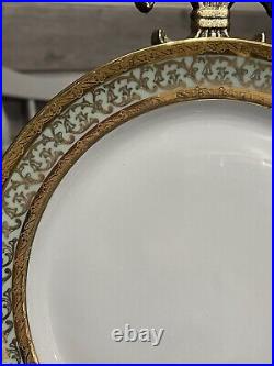 Vintage Limoges France Unique 9.75 Gold Scroll Trim 6- Dinner Plates