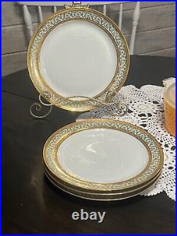 Vintage Limoges France Unique 9.75 Gold Scroll Trim 6- Dinner Plates