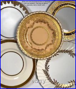 Vintage MINTON Dinner Plate Set of 10, Golden Symphony H4919 Gold Enamel on Whit