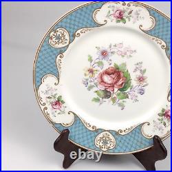 Vintage Myott Son & Co Staffordshire Rose Blue Gold Set Platter Dinner Plates