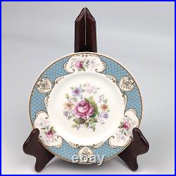 Vintage Myott Son & Co Staffordshire Rose Blue Gold Set Platter Dinner Plates