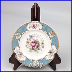 Vintage Myott Son & Co Staffordshire Rose Blue Gold Set Platter Dinner Plates