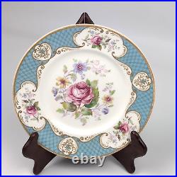 Vintage Myott Son & Co Staffordshire Rose Blue Gold Set Platter Dinner Plates