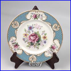 Vintage Myott Son & Co Staffordshire Rose Blue Gold Set Platter Dinner Plates