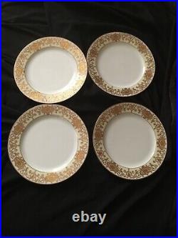Vintage Noritake 175 Set of 4 Dinner Plates-Gold Flowers Scroll Decoration. 10