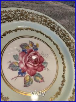 Vintage Paragon Double Warranty 10.5 In Dinner Plates-6 Pale Green Gold W Floral