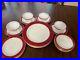 Vintage-Pyrex-Pink-Flamingo-Red-GOLD-TRIM-20pc-Dinner-Bread-Plates-Cup-Saucers-01-hl