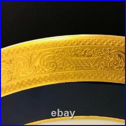 Vintage Royal Bavarian HUTSCHENREUTHER Cobalt Gold Encrusted Dinner Plates SET 9
