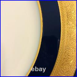 Vintage Royal Bavarian HUTSCHENREUTHER Cobalt Gold Encrusted Dinner Plates SET 9