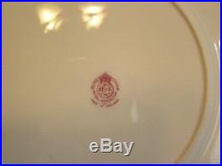 Vintage Royal Worcester Set of 9 Dinner Plates Peach & Gold Colour Border