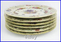 Vintage Schlaggenwald Dinner Plates (Lot Of 6) Dresden Czechoslovakia Gold