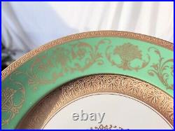 Vintage Selb Bavaria K & A Krautheim Jade Green Gold Dinner Plates