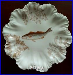 Vintage Set Of 4 T And V Limoges France 9 Inch Fish Plates Rare