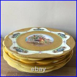 Vintage Set of 6 Royal China Limoges Gold Encrusted Service or Cabinet Plates