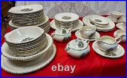 Vintage The Harker Pottery Co USA Since 1840 22Kt Gold Colonial Couple 72 pieces