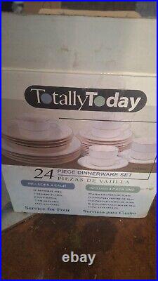 Vintage Totally Today Royal Gold 24 Piece Set New Open Box Cups & Saucers Plates