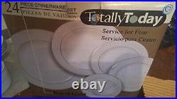 Vintage Totally Today Royal Gold 24 Piece Set New Open Box Cups & Saucers Plates