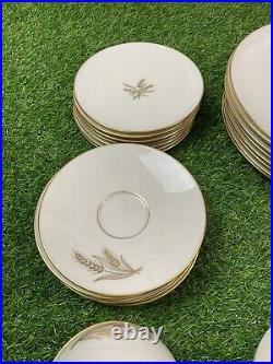 Vintage USA Lenox Wheat China Dinner Plates R-442 Beige WithGold Trim Lot Of 39