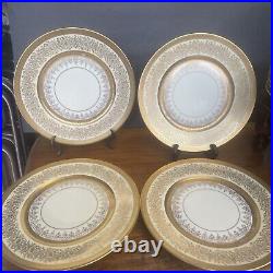 Vintage antique gold Gilt Pickard opulent bohemia dinner plates Plate four