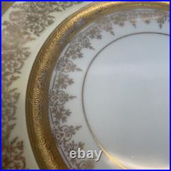 Vintage antique gold Gilt Pickard opulent bohemia dinner plates Plate set four