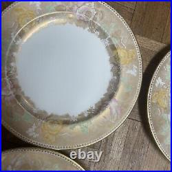Vintage wedgewood england gilded floral cabbage rose dinner plates plate