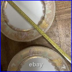 Vintage wedgewood england gilded floral cabbage rose dinner plates plate