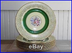 Vtg 8 Piece Johnson Brothers Pareek Green Gold Dinner Plate Plates Set England