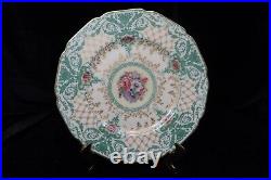 Vtg Black Knight Bavaria 3 Dinner Plates Green Scrolls Gold Lattice 9 1/4 Wide