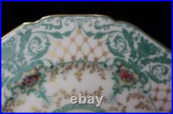 Vtg Black Knight Bavaria 3 Dinner Plates Green Scrolls Gold Lattice 9 1/4 Wide