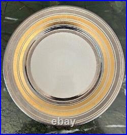 Vtg Edith Heath Sausalito 10.5 Dinner Plate Gold Platinum Silver Striped Rare