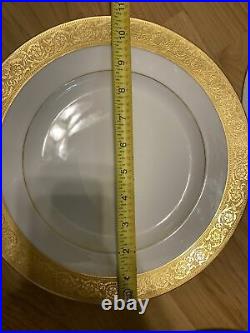 Vtg Hutschenreuther Selb Royal Bavarian 22K Gold Band Dinner Plates 10 3/4 10