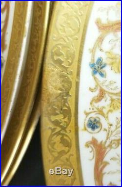 Vtg Set of 11 LIMOGES M Redon Scroll Flower Gold Encrusted 10 1/2 Dinner Plate