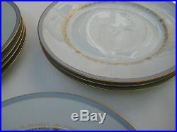Vtg set 8 Richard Ginori Pavia DINNER PLATES Pittoria Italy antique blue gold