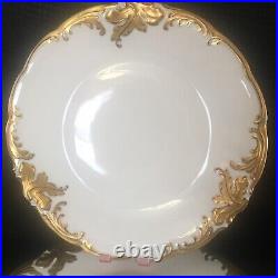 Wawel 6 Dinner Plates Walbrzych Poland Heavy Gold Encrusted Scrolls WAV19