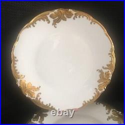 Wawel 6 Dinner Plates Walbrzych Poland Heavy Gold Encrusted Scrolls WAV19