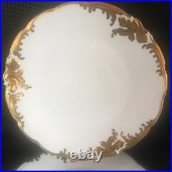 Wawel 6 Dinner Plates Walbrzych Poland Heavy Gold Encrusted Scrolls WAV19