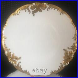 Wawel 6 Dinner Plates Walbrzych Poland Heavy Gold Encrusted Scrolls WAV19