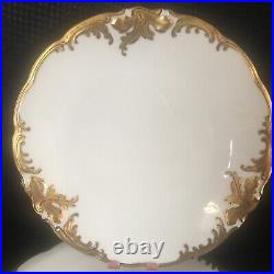 Wawel 6 Dinner Plates Walbrzych Poland Heavy Gold Encrusted Scrolls WAV19