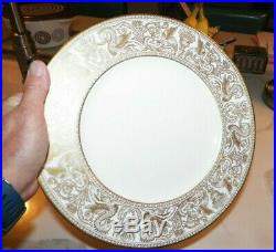 Wedgwood Bone China Gold Florentine W4219 Set Of Six (6) Dinner Plates 10 3/4