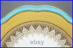 Wedgwood Enameled White Turquoise Gold Encrusted 19th Century 10 1/2 Inch Plate