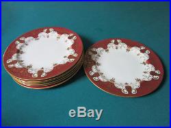 Wedgwood England 7 Dinner Plates Red And Gold 9 Indyi