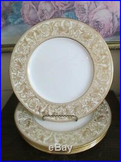 Wedgwood England Florentine W 4214 Gold Set Of 6 Dinner Plate 10 3/4