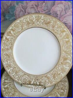 Wedgwood England Florentine W 4214 Gold Set Of 6 Dinner Plate 10 3/4