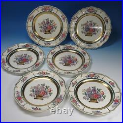 Wedgwood Etruria 1922 Floral with Gold Accents 6 Dinner Plates 10 inches