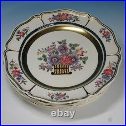 Wedgwood Etruria 1922 Floral with Gold Accents 6 Dinner Plates 10 inches