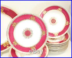 Wedgwood Porcelain Dinner Service in Columbia Raised Gold & Powder Red for 12