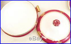 Wedgwood Porcelain Dinner Service in Columbia Raised Gold & Powder Red for 12