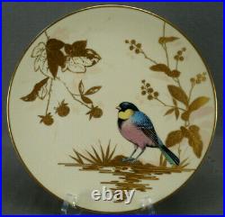 Wilhelm & Graef Hand Painted Bird & Gold Floral Blush Ivory Plate C. 1875-1900 A