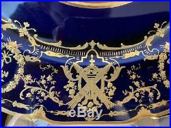 William Guerin Limoges Cobalt Blue Gold Encrusted Cabinet Dinner Plates Set of 4