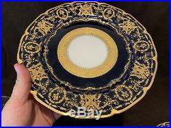 William Guerin Limoges Cobalt Blue Gold Encrusted Cabinet Dinner Plates Set of 4